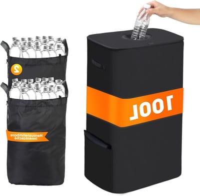 Grote 100 L Opslagcontainer met Deksel voor Flessen - Herbruikbare Glasflessen, Keukenopslag, Flessenverzamelaar met Handvatten en Ventilatiegaten