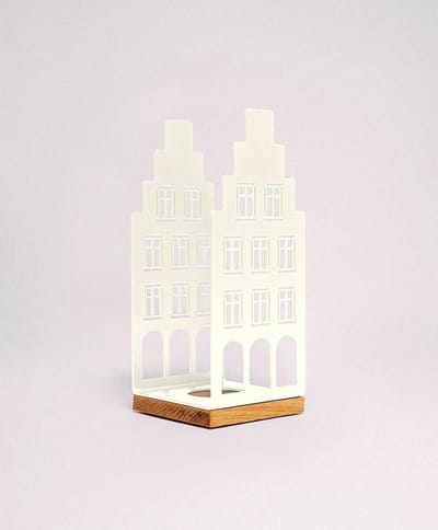 Windlicht metaal hout - Theelichthouder lantaarn - Decoratie huis - Handgemaakt in Duitsland - 75 x 75 x 185 cm