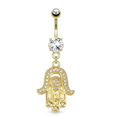 Navelpiercing hamsa hanger - goud - LMPiercings