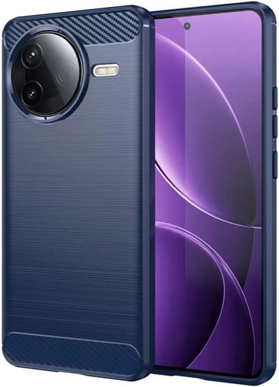 Geborsteld TPU Hoesje Geschikt voor Xiaomi Poco F7 Pro | Beschermhoes | Back Cover | Flexibel TPU | Stijlvol Carbon | Dun | Blauw