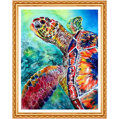 Borduren Schildpad Volledige Ronde Hars Boor Diamant Schilderen Kruissteek Dier Foto Home Decor 20X30CM blue