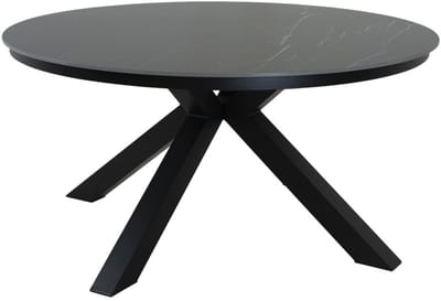 Portoro Eettafel 158 cm - Zwart-Grijs Gemarmerd Sintered Stone Blad - Moderne Diner Tafel