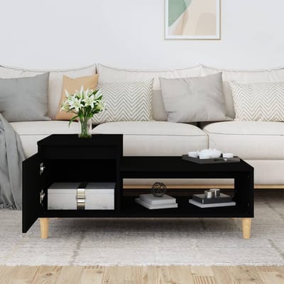 vidaXL - Salontafel - 100x50x45 - cm - bewerkt - hout - zwart