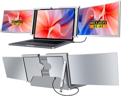 Laptop Uitbreidingsscherm - Drie-scherm Monitor - Productiviteit Verhoging - FHD IPS Beeldschermen - 13.3 Inch - Zwart