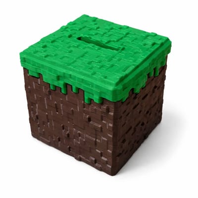 Spaarpot Geïnspireerd op Minecraft Grasblok – Vierkante Piggy Bank 7 × 7 × 7 cm – Cadeau voor Gamers – Kinderkamer Decoratie – Groen