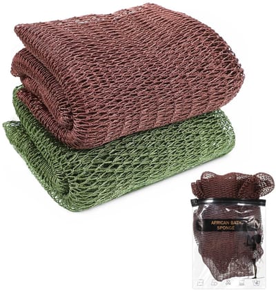 Dailygoods- Bad Spons Exfoliërend - Afrikaanse Netspons - Douche Scrubber - 2 Stuks - Draagbare Badkamer Accessoires - Geschikt voor Alle Huidtypes - Luffa