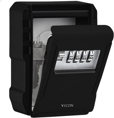 Vicon Sleutelkluis voor Binnen & Buiten - Incl. Wandmontage - Ophanghaken - 4-cijferige code - Waterdicht en roestvrij - Sleutelkastje - Zwart