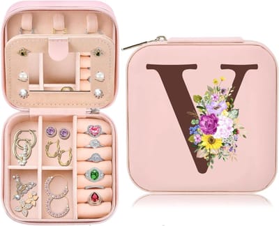 Reis sieraden organizer - Roze - 10 x 10 x 5 cm - PU-leer met fluwelen voering - Voor dames en meisjes
