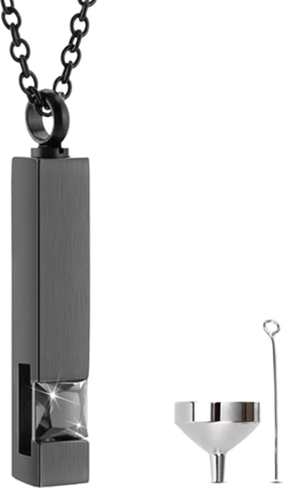 Luxe Ashanger - met Ketting (55 cm) - Voor As, Haren of Parfum - Assieraad - As Ketting - Gedenksieraad - Urn - As Hanger - Incl. As vuller en Opbergzakje - Pure Black Light