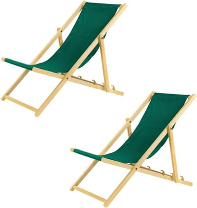Ligstoel van hout - Relaxstoel buiten - Ontspannen in tuin - Drie standen - 142 cm lang - Groen