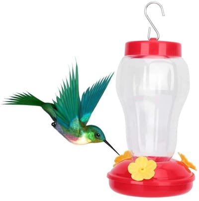 Allecto - Kolibrievoeder - Hangende Kolibridrinkbak - Vogelwaterdispenser - Rood - Wilde Vogel Drinkbak - Perfect voor Tuin - Bloemvormig Model