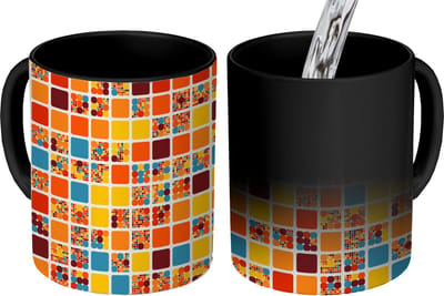 Magische Mok - Foto op Warmte Mokken - Koffiemok - Patronen - Seventies - Stad - Magic Mok - Beker - 350 ML - Theemok