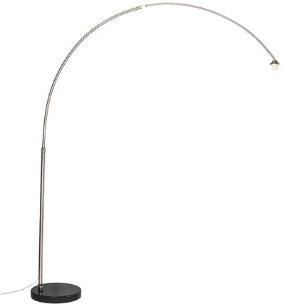 QAZQA Booglamp XXL - Moderne Staande booglamp - 1 lichts - H 2690 mm - Staal - Woonkamer