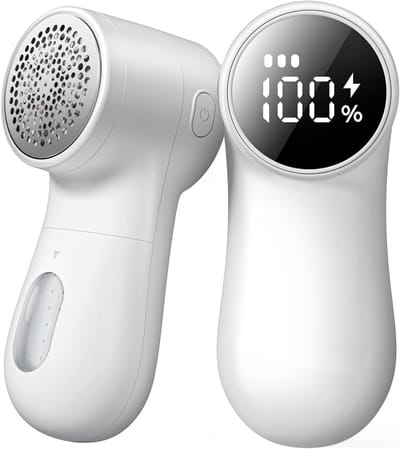 Pluizenverwijderaar - Ontpluizer - Elektrische Pluizenverwijderaar - Ontpluizer Voor Kleding - Pluizenverwijderaaroplaadbaar - Digitaal - 3-Standen Instelling - Voor Kleding, Truien, Jassen En Stoffen – Verwijdert Pluisjes & Draadjes - Wit