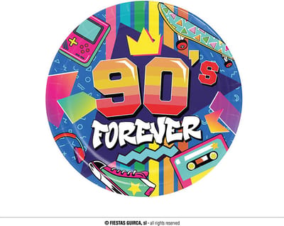 Fiestas Guirca - Borden (papier) - 90's Forever (Ø 23 cm) - 6 stuks