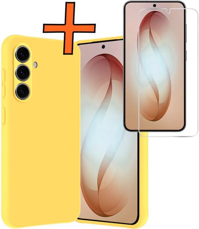 Hoes - Met Screenprotector - Geschikt voor Samsung Galaxy S26 - Sterk & Shockproof - Back Cover - Siliconen Case - Telefoon Hoes - Geel