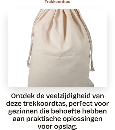 Dailygoods- Huishoudelijke Tas - Ademend - Stofdicht - Multifunctionele Tas - Opslagbak - 30 x 40 cm - Natuurlijk Katoen - Opslagzak