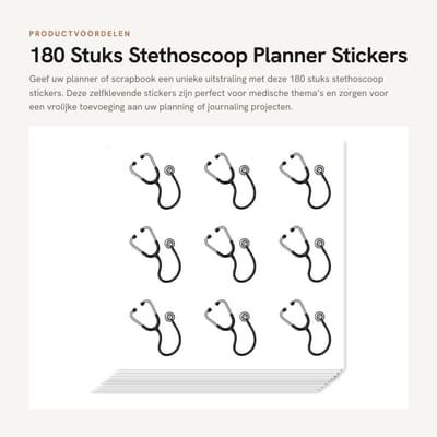 Dailygoods- Stethoscoop Stickers 180 Stuks - Zelfklevende Stickers - Doktersthema - Planner Stickers - Kalender Stickers - Knutselen - Kunst Journaling - Plannerstickers