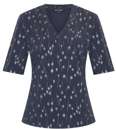 MI PIACE - Travel T-shirt V Nek Dot Foil Print 202271 Dark Blue - Maat : M