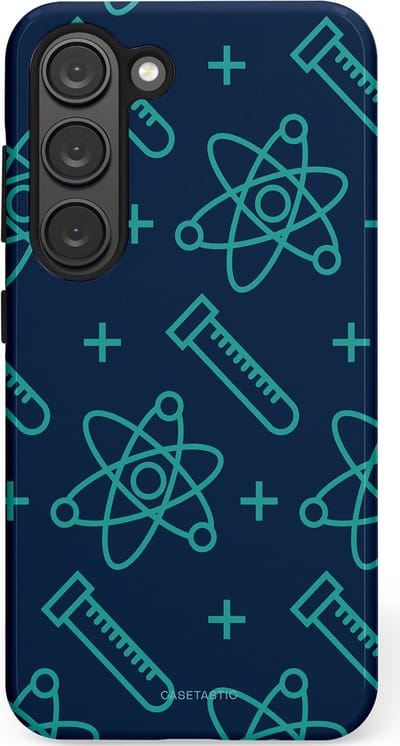 Casetastic hoesje geschikt voor Samsung Galaxy S23 - Dubbellaagse bescherming - Atomen Creaties - Fashion Case - Donkerblauw Turquoise