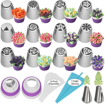 Daity 27 stuks - Russische Spuitmondjes - voor taartdecoratie spuitmondjesset, spuitzak - bakbenodigdheden voor koekjes en cupcakes