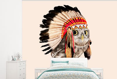 Dieren behang - Behang - Dier - Uil - Indiaan - Vogel - Fotobehang dieren - 300x240 cm