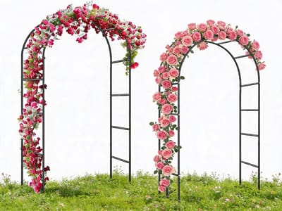 Rozenboog Set van 2 Premium Stevig Staal & Weerbestendig Design – Tuinboog Multifunctioneel als Rankhulp, Poort of Tuindecoratie – Bloemenboog Stabiel & Eenvoudig te Installeren | 240 x 140 x 38 cm Zwart voor Klimplanten