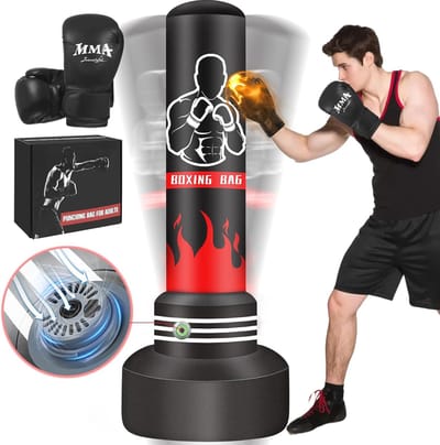 Vrijstaande Bokszak met Automatische Inflatie - 70" Kickboks Tas voor volwassenen en tieners