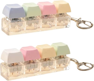 Keyboard Fidget, Clicker Fidget Toy for Stress Relief, Office Desk Accessory with Clicky Keyboard Fidget, Two-Piece Set in Macaron and Morandi Colors, Keychain Decor