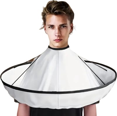 Livano Baardschort - Beard Bib - Scheerschort - Baard Cape - Kappersmantel - Kapmantel - Zwart + Borstel