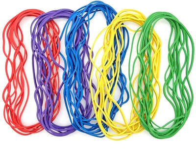 Dailygoods- Elastische Banden 50 Stuks - Veelkleurige Elastiekjes - Sterke Rubberbanden - Duurzaam voor Thuis/Kantoor - 150 mm x 2 mm - Herbruikbaar