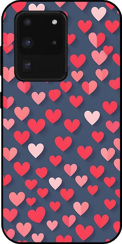 Smartphonica Telefoonhoesje Geschikt voor Samsung Galaxy S20 Ultra met Roze en Rode Hartjes Opdruk - TPU Backcover Case With Rosé and Red Heart Design geschikt voor Samsung Galaxy S20 Ultra