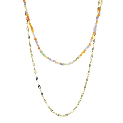 Layerketting met natuursteen in pasteltinten - 2-laags - 40 & 45 cm + 5 cm verstelbaar