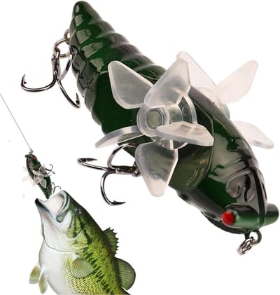 Kunstaas Cicade - Visserslee Drijvend kunstaas - Vissen op Bass - Realistisch ontwerp met propeller - 75 cm - Donker