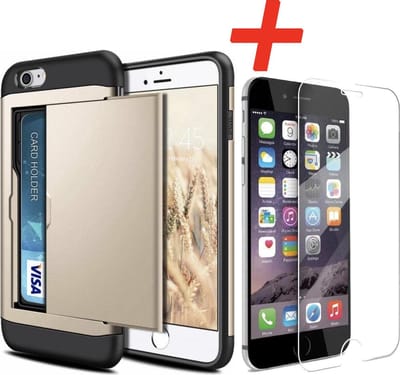 Geschikt voor Apple iPhone 6 / 6s Backcover | Goud | Pasjeshouder