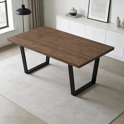 Eettafel Rechthoekig - Eetkamertafel Keukentafel - Gezellig Tafelen - Industriële Stijl - 160 x 90 cm - Eikenlook Zwart
