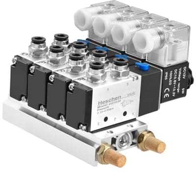 4-Way Pneumatic Solenoid Valve 12V DC with Quick Fittings Set