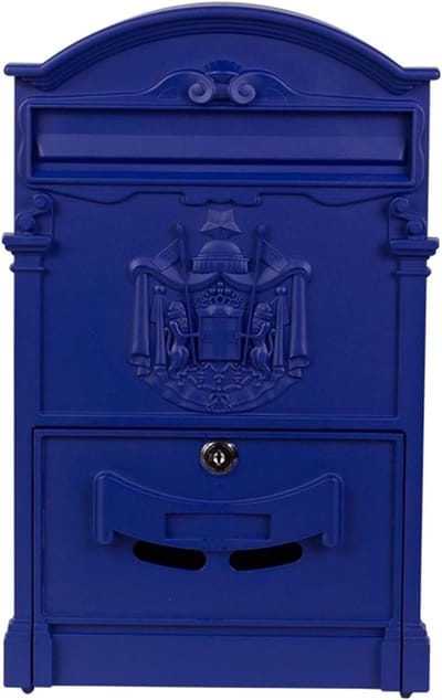 Brievenbus Wandmontage - Postbus Buiten - Post Ontvangen - Vintage Design - 102"L x 32"D x 162"H - Blauw