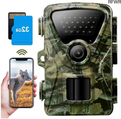 Wildcamera Bewegingsmelder - Nachtzicht Camera - Outdoor Observatie - Wifi Mobiel Download - 32 MP 1440p - Groen