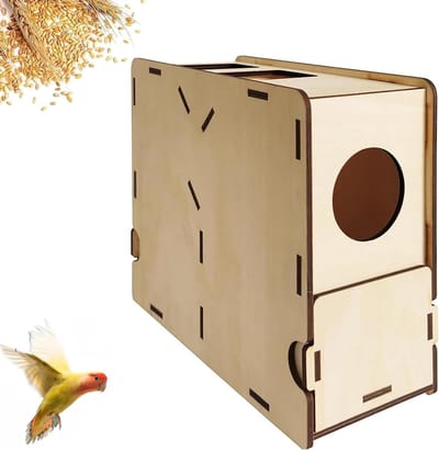 Graanscheider Vogelvoer - Zeefmachine Voer - Voer Reinigen - Met Lade En Luchtuitlaat - 22x9x18cm - Houtkleurig