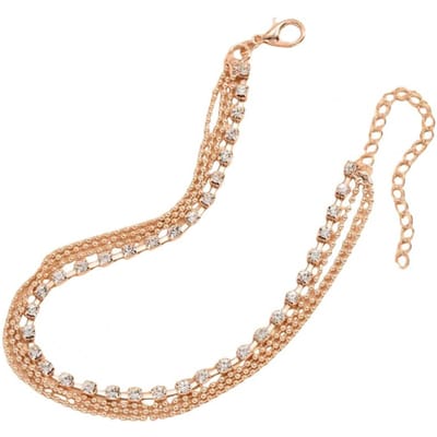Vrouwen Dagelijks Draag Enkelband Elegant Meerlaags Strass Vrouwen Enkelband met Verstelbare Lengte Gepolijst voor Verjaardagen voor Haar goud