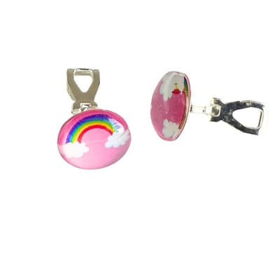 Klem oorbellen- regenboog- roze-geen gaatje-Charme bijoux