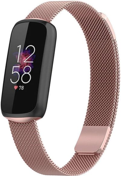 Milanees Smartwatch bandje - Geschikt voor Fitbit Luxe Milanese band - rosé pink - Strap-it Horlogeband / Polsband / Armband