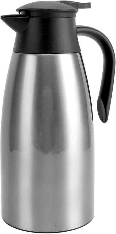 Geïsoleerde Waterkoker - Thermoskan Koffiekan - Dranken Warm Houden - Dubbele Muur Isolatie - 2L - Geborsteld Zilver