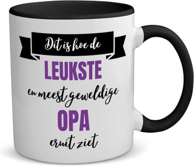 Akyol - meest geweldige opa koffiemok - theemok - zwart - Opa - beste opa - verjaardagscadeau - cadeau voor opa - kado - 350 ML inhoud