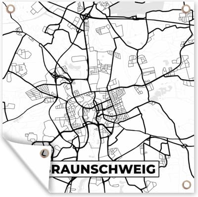 Tuin poster Braunschweig - Stadskaart - Kaart - Plattegrond - 200x200 cm - Tuindoek