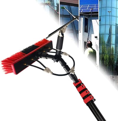 Raamreinigingspaal - Glazenwasser Kit - Hoge Ramen Wassen - Verstelbare Hoekborstel - Tot 6 Meter - Zilver