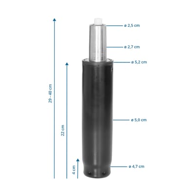 Gasveer / Gasdrukveer L - zwart 29-40 cm hjh OFFICE