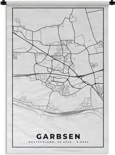 Wandkleed - Wanddoek - Plattegrond - Garbsen - Stadskaart - Kaart - 120x180 cm - Wandtapijt