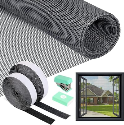 SnelShoppen - Fly Screen voor Ramen 120x250 cm - Insectenbescherming, Geen Boren, Veilig voor Katten, Vliesnet van Glasvezel, Snijbaar voor Woonkamer,